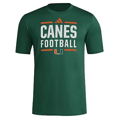 Men's adidas Green Miami Hurricanes Locker Football Pre-Game AEROREADY T-Shirt