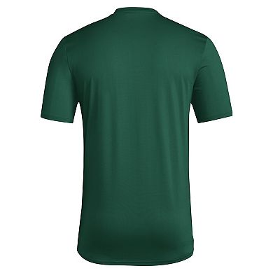 Men's adidas Green Miami Hurricanes Locker Football Pre-Game AEROREADY T-Shirt