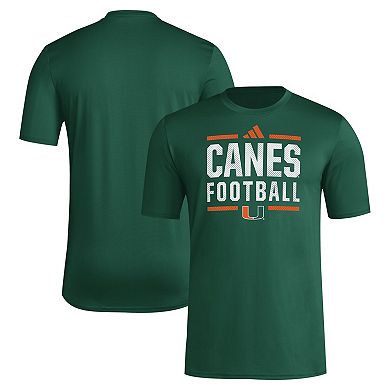 Men's adidas Green Miami Hurricanes Locker Football Pre-Game AEROREADY T-Shirt