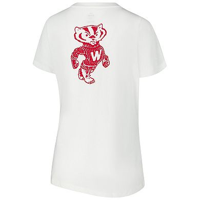 Women's Under Armour White Wisconsin Badgers Logo V-Neck T-Shirt