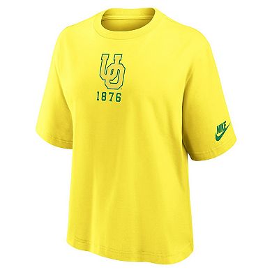 Women's Nike Yellow Oregon Ducks Boxy Legacy Established T-Shirt