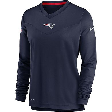 Women's Nike Navy New England Patriots Top Coach Performance V-Neck Long Sleeve T-Shirt