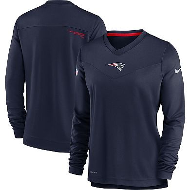 Women's Nike Navy New England Patriots Top Coach Performance V-Neck Long Sleeve T-Shirt