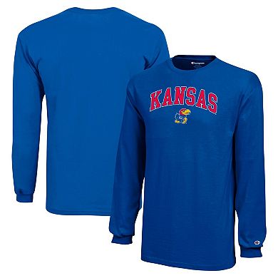 Youth Champion Royal Kansas Jayhawks Arch Over Logo Long Sleeve T-Shirt