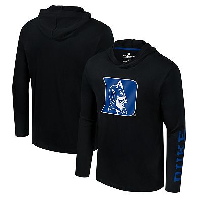 Men's Colosseum Black Duke Blue Devils Logo Lockup Active Blend Long Sleeve  T-Shirt Hoodie