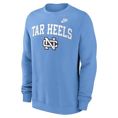 Men's Nike Carolina Blue North Carolina Tar Heels Legacy Classic Tackle Twill Embroidered Arch Over Logo Pullover Sweatshirt