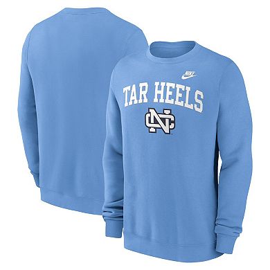 Men's Nike Carolina Blue North Carolina Tar Heels Legacy Classic Tackle Twill Embroidered Arch Over Logo Pullover Sweatshirt