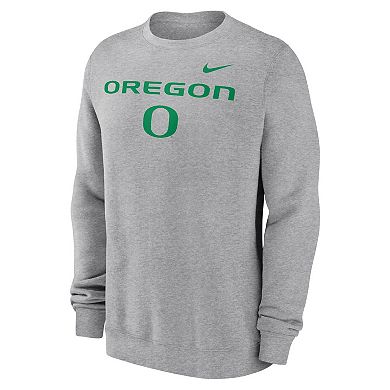 Men's Nike Heather Gray Oregon Ducks Primetime Primary Stack Pullover Sweatshirt