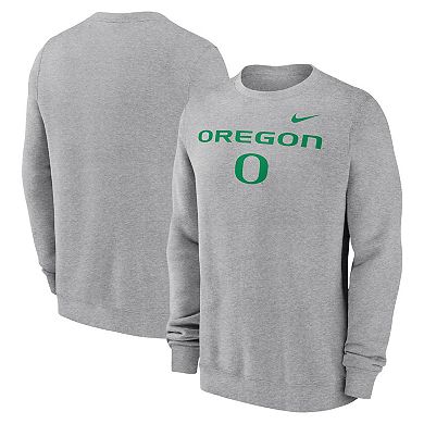 Men's Nike Heather Gray Oregon Ducks Primetime Primary Stack Pullover Sweatshirt