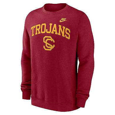 Men's Nike Cardinal USC Trojans Legacy Classic Tackle Twill Embroidered Arch Over Logo Pullover Sweatshirt