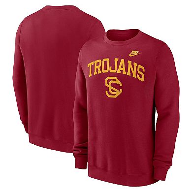 Men's Nike Cardinal USC Trojans Legacy Classic Tackle Twill Embroidered??Arch Over Logo Pullover Sweatshirt