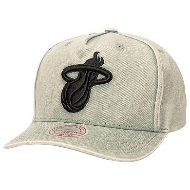 Men's Mitchell & Ness Gray Miami Heat Washed Out Tonal Logo Snapback Hat