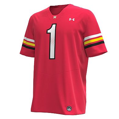 Men's Under Armour #1 Red Maryland Terrapins Replica Football Jersey