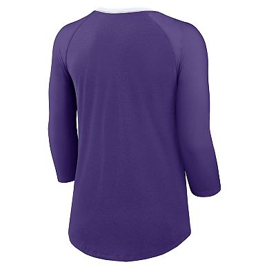 Women's Nike Purple Minnesota Vikings Raglan 3/4 Sleeve T-Shirt