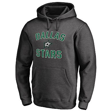 Men's Heather Charcoal Dallas Stars Victory Arch Team Fitted Pullover Hoodie