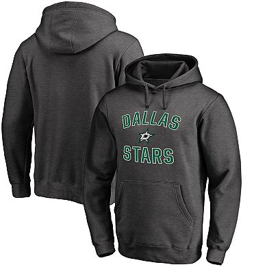 Men's Heather Charcoal Dallas Stars Victory Arch Team Fitted Pullover Hoodie