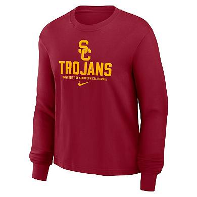 Women's Nike Crimson USC Trojans Primetime University Boxy Long Sleeve T-Shirt