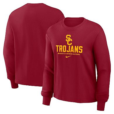 Women's Nike Crimson USC Trojans Primetime University Boxy Long Sleeve T-Shirt