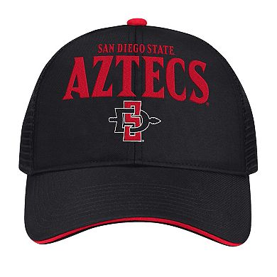 Men's Colosseum Black San Diego State Aztecs Wyatt Primary Team Trucker Adjustable Hat