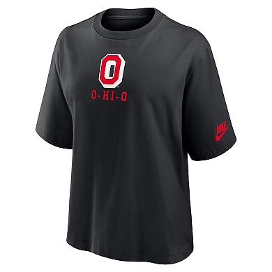 Women's Nike Black Ohio State Buckeyes Boxy Legacy Established T-Shirt