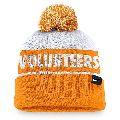 Men's Nike White/Tennessee Orange Tennessee Volunteers Primetime Peak Cuffed Knit Hat with Pom