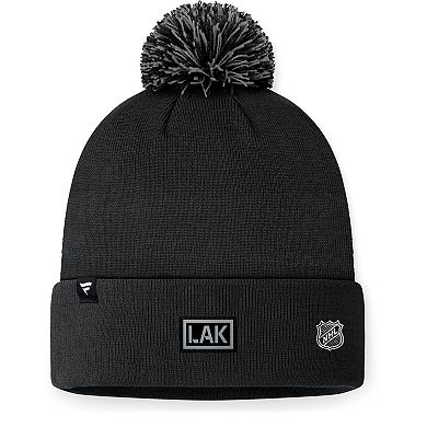 Men's Fanatics Black Los Angeles Kings 2024 NHL Draft Cuffed Knit Hat with Pom