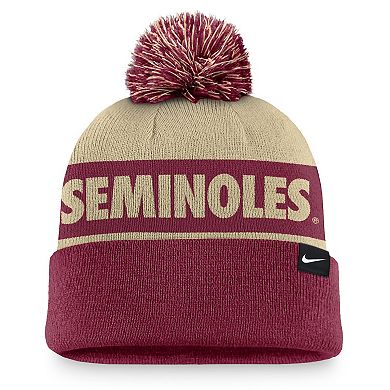 Men's Nike Gold/Garnet Florida State Seminoles Primetime Peak Cuffed Knit Hat with Pom