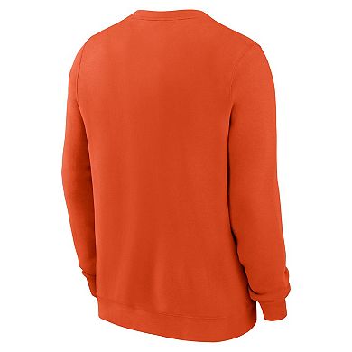 Men's Nike Orange Clemson Tigers Legacy Classic Tackle Twill Embroidered Arch Over Logo Pullover Sweatshirt