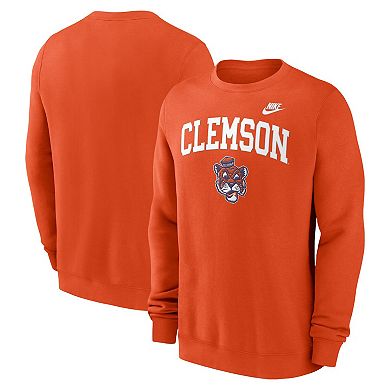 Men's Nike Orange Clemson Tigers Legacy Classic Tackle Twill Embroidered Arch Over Logo Pullover Sweatshirt