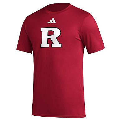 Men's adidas Scarlet Rutgers Scarlet Knights Primary Locker Logo Pre-Game AEROREADY T-Shirt