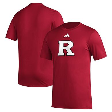 Men's adidas Scarlet Rutgers Scarlet Knights Primary Locker Logo Pre-Game AEROREADY T-Shirt