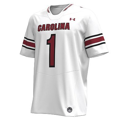 Men's Under Armour #1 White South Carolina Gamecocks Replica Football Jersey