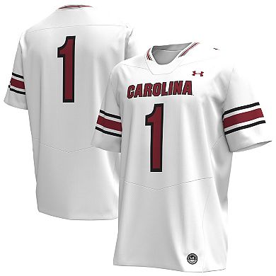 Men's Under Armour #1 White South Carolina Gamecocks Replica Football Jersey