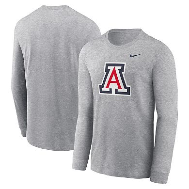 Men's Nike Heather Gray Arizona Wildcats Primary Logo Long Sleeve T-Shirt