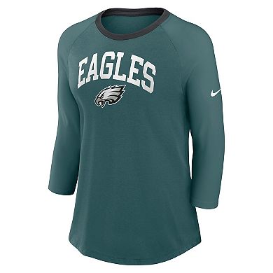 Women's Nike Midnight Green Philadelphia Eagles Raglan 3/4 Sleeve T-Shirt