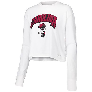 Women's Under Armour White South Carolina Gamecocks Inline All Day Tri-Blend Cropped Long Sleeve T-Shirt