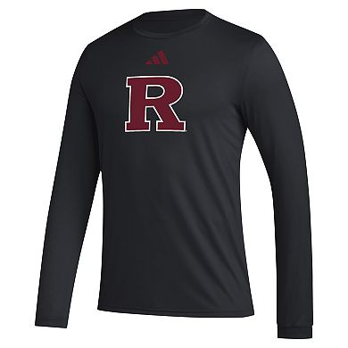 Men's adidas Black Rutgers Scarlet Knights Primary Locker Logo Pre-Game Long Sleeve T-Shirt