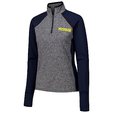 Women's Navy Michigan Wolverines Finalist Raglan Quarter-Zip Jacket