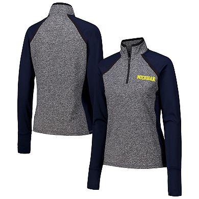 Women's Navy Michigan Wolverines Finalist Raglan Quarter-Zip Jacket