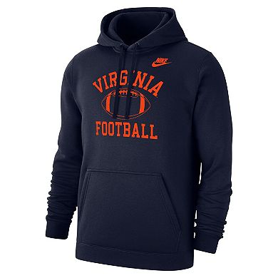 Men's Nike Navy Virginia Cavaliers Vintage Football Club Fleece Pullover Hoodie