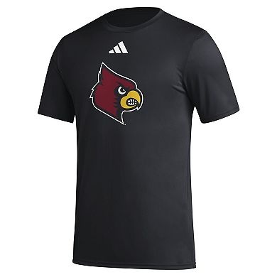 Men's adidas Black Louisville Cardinals Primary Locker Logo Pre-Game AEROREADY T-Shirt