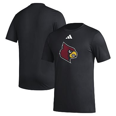 Men's adidas Black Louisville Cardinals Primary Locker Logo Pre-Game AEROREADY T-Shirt