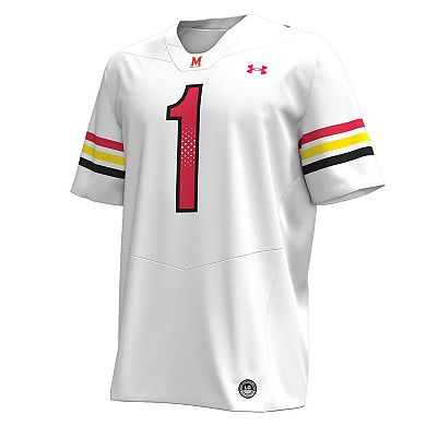 Men's Under Armour #1 White Maryland Terrapins Replica Football Jersey