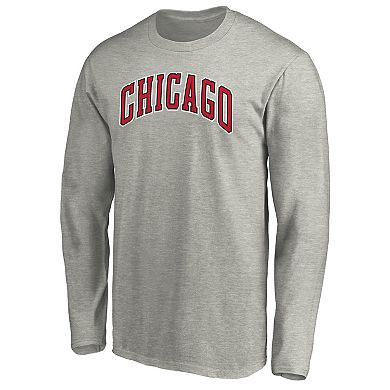 Men's Heathered Gray Chicago Bulls Alternate Team Logo Long Sleeve T-Shirt