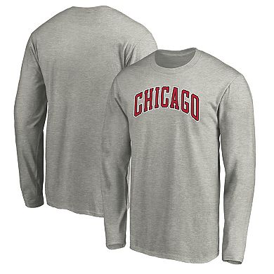 Men's Heathered Gray Chicago Bulls Alternate Team Logo Long Sleeve T-Shirt