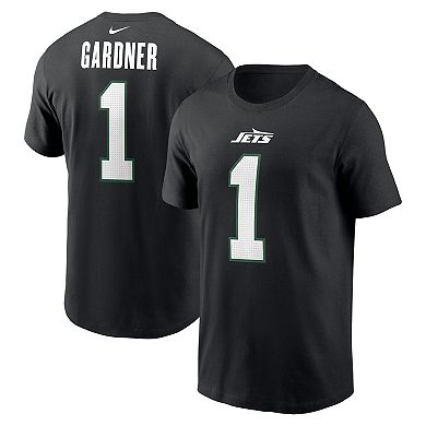 Men's Nike Ahmad Sauce Gardner Black New York Jets Name & Number T-Shirt