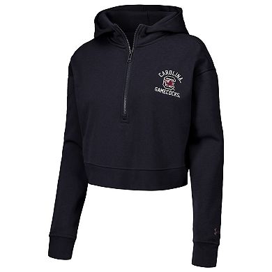 Women's Under Armour Black South Carolina Gamecocks Inline Modest Cropped Half-Zip Hoodie