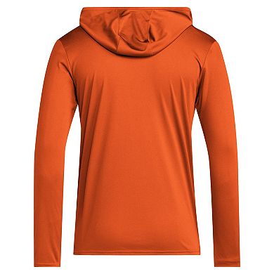 Men's adidas Orange Miami Hurricanes 2024 Sideline Hooded Long Sleeve T-Shirt