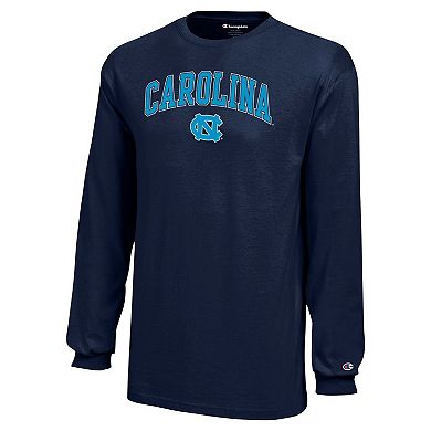 Youth Champion Navy North Carolina Tar Heels Arch Over Logo Long Sleeve T-Shirt