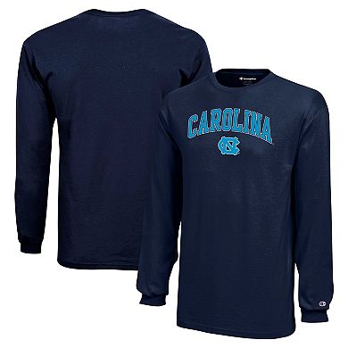 Youth Champion Navy North Carolina Tar Heels Arch Over Logo Long Sleeve T-Shirt